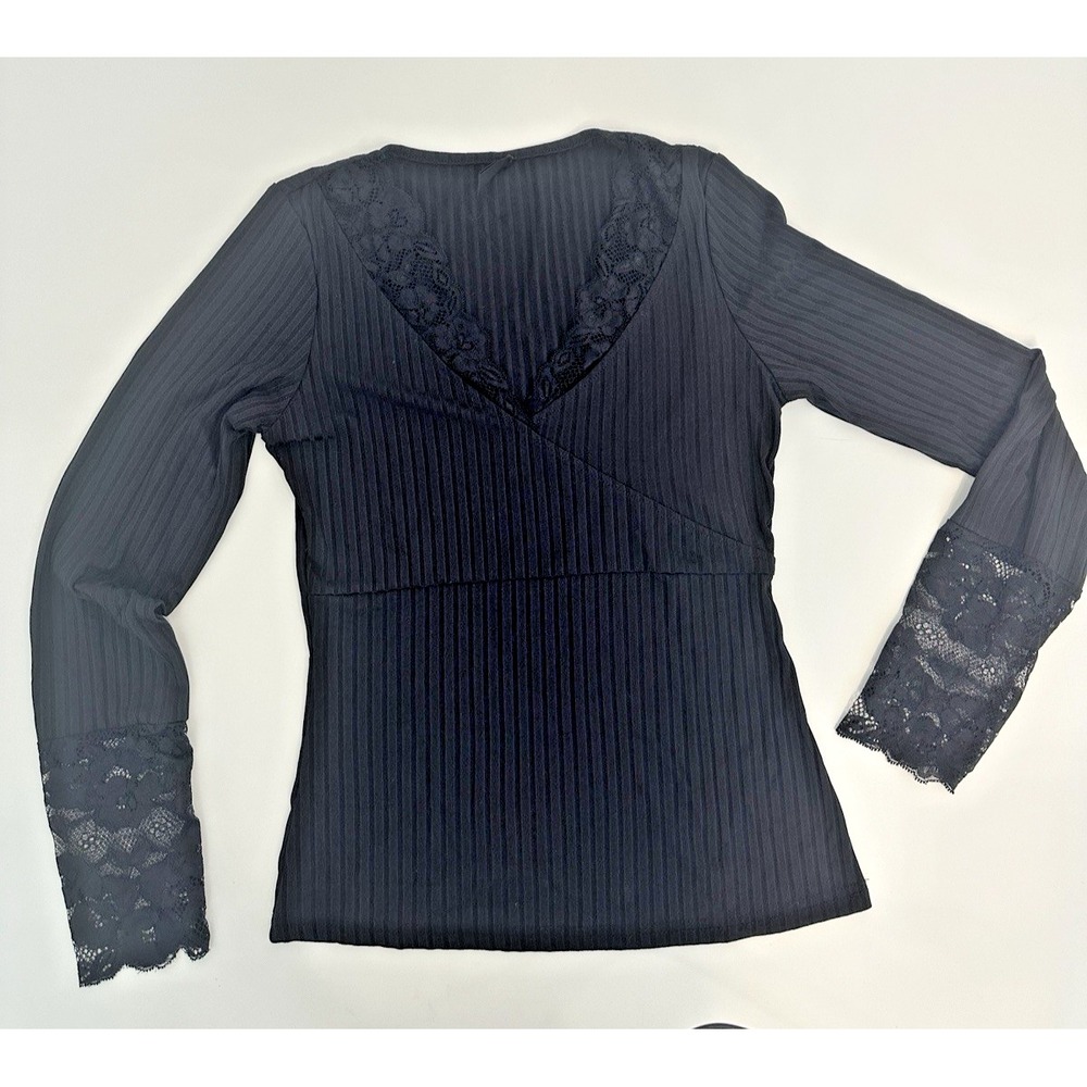 SHEIN Womens size M‎ Long Sleeve Lacey top Whimsigoth Coquette Flirty Ribbed